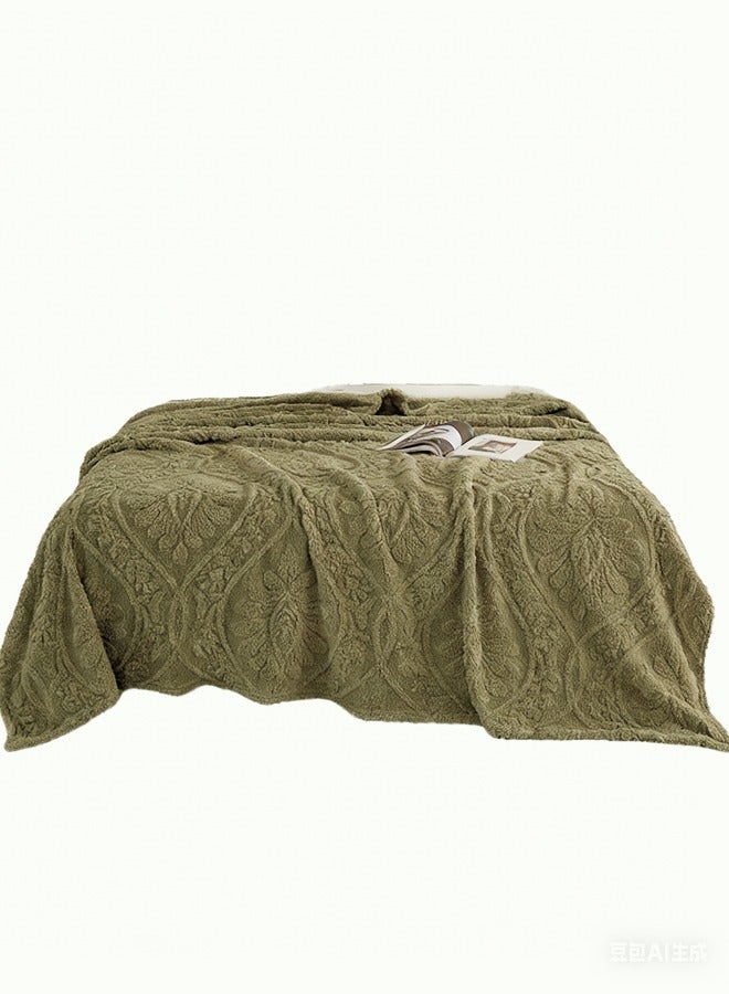 Polyester blanket. Dimensions 150x200cm - Soft and cosy, suitable as a nap blanket, air-conditioning blanket, small throw, sofa blanket or travel blanket - Green version - Image 1