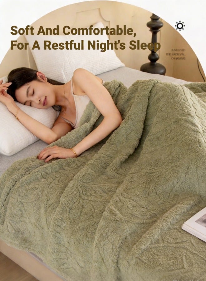 Polyester blanket. Dimensions 150x200cm - Soft and cosy, suitable as a nap blanket, air-conditioning blanket, small throw, sofa blanket or travel blanket - Green version - Image 5