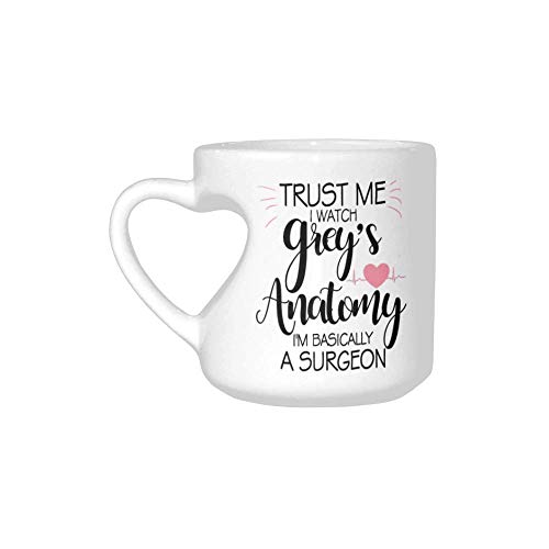 SCSF Trust Me I Watch Anatomy I'm Basically A Surgeon Coffee Mug Heart-shaped Mug Ceramic Mugs - Tea Cup, Funny Mug, Gift Mug, 10.3 oz,White - Image 2