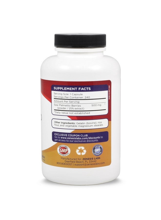 Zenesis Labs Saw Palmetto Extract - 240 Capsules - 500mg/capsule - 200% More Capsules Than Most Competitors - Image 2