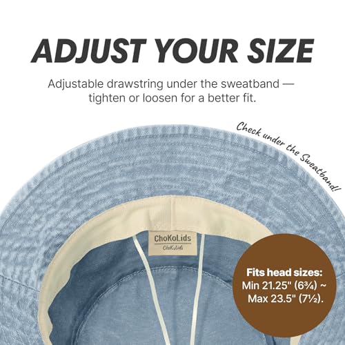 CHOK.LIDS Hot Summer Bucket Hat - Trendy Cotton Sun Hat for Beach, Golf, Fishing - Fun Outdoor Vacation Boonie for Men and Women (Light Denim) - Image 2