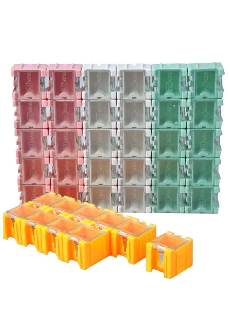 Rubik 50pcs SMT SMD Resistor Case Electronic Components Parts Storage Organizer Box, Self-locking Containers - Multicolor  - Image 1