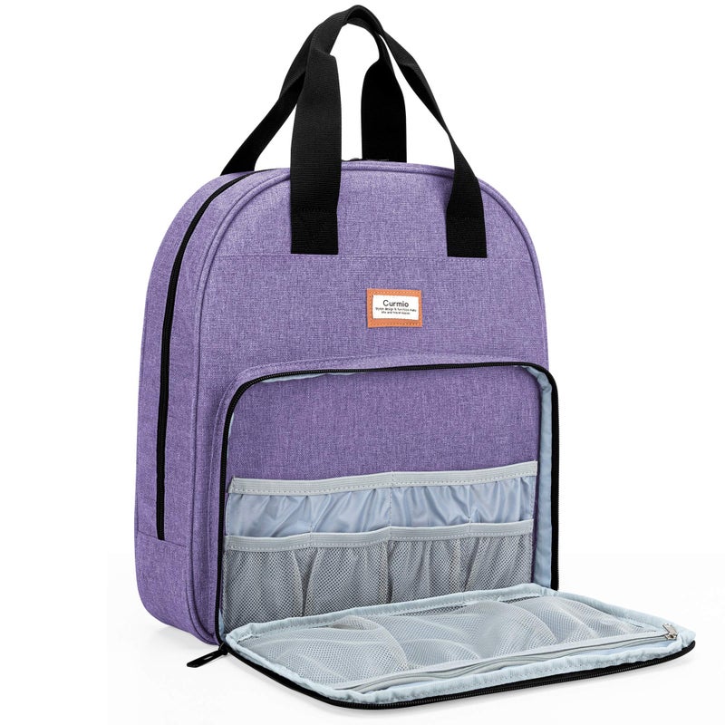 CURMIO Embroidery Bag, Portable Embroidery Project Storage for Embroidery Hoops, Floss, and Cross Stitch Supplies, BAG ONLY, Purple (Patented Design) - Image 3