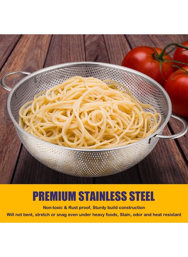 E-far Stainless Steel Colander Set of 3 (1-3-5Quart), Micro-Perforated Metal Colander Strainer with Handle for Kitchen/Draining Pasta/Rinsing Vegetables Fruits, Heavy Duty & Dishwasher Safe - Image 4