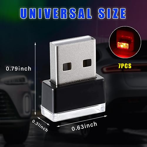 Augeny 7 PCS USB LED Car Interior Atmosphere Lamp, Plug-in USB Decor Night Light, Portable Auto Ambient Lighting Kit, Universal Vehicle Interior Accessories for Most Cars (Multi-Color) - Image 2