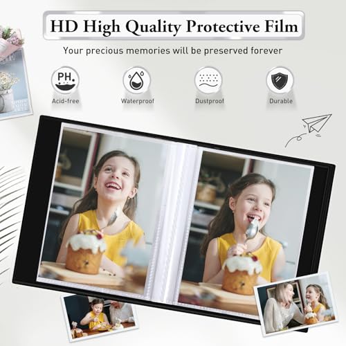 EJBLFE Small Photo Album 4x6,Linen Cover Slide-in Mini Photo Album Book Can Holds 100 4x6 Photos with 50 Black Sheets for Baby Family Pictures Artwork or Postcards Storage (Black) - Image 4