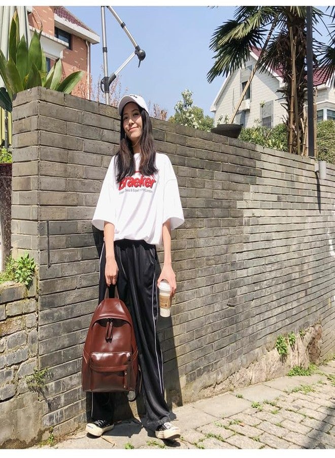 Mastyle® Pu Leather Square Shape 20-35L Capacity Zipper Waterproof Backpack for Unisex - Color: Brown - Image 5