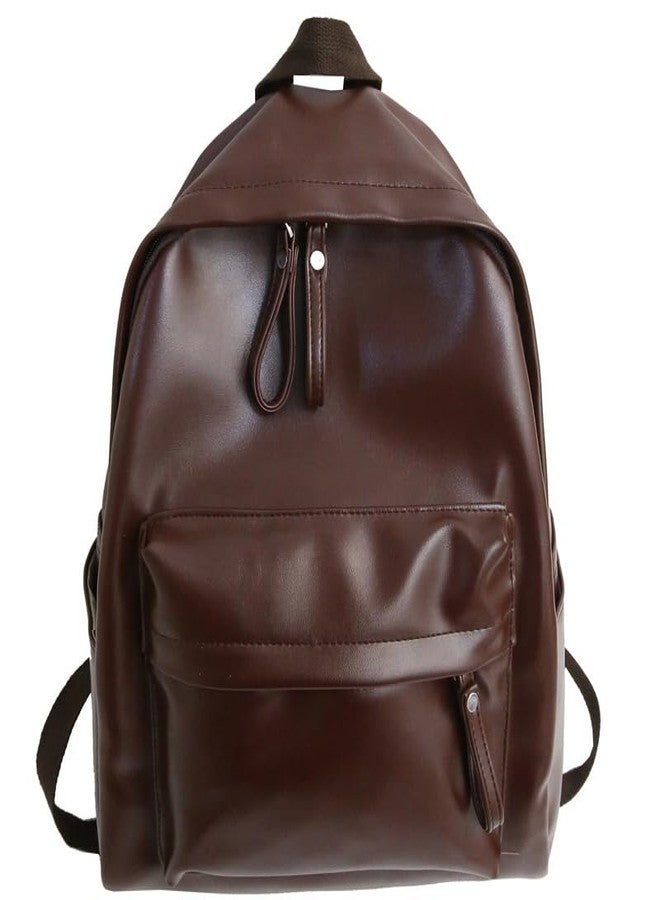 Mastyle® Pu Leather Square Shape 20-35L Capacity Zipper Waterproof Backpack for Unisex - Color: Brown - Image 2