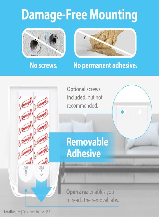 TotalMount Hole-Free Remote Holder - Eliminates Need to Drill Holes in Your Wall (White Remote Control Holder, Quantity 1) - Image 4