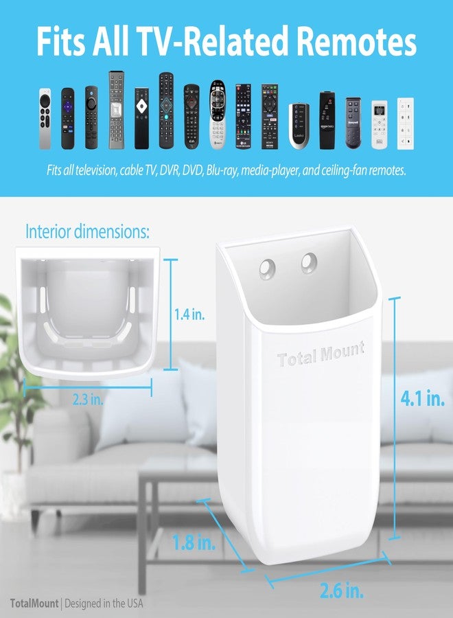 TotalMount Hole-Free Remote Holder - Eliminates Need to Drill Holes in Your Wall (White Remote Control Holder, Quantity 1) - Image 3