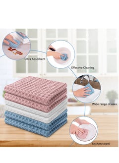 Excefore Waffle Weave Dish Towels Set of 6 Cotton Kitchen Drying Towels Dish Cloths for Washing Dishes Kitchen Towels 12x12 Inches  - Image 5