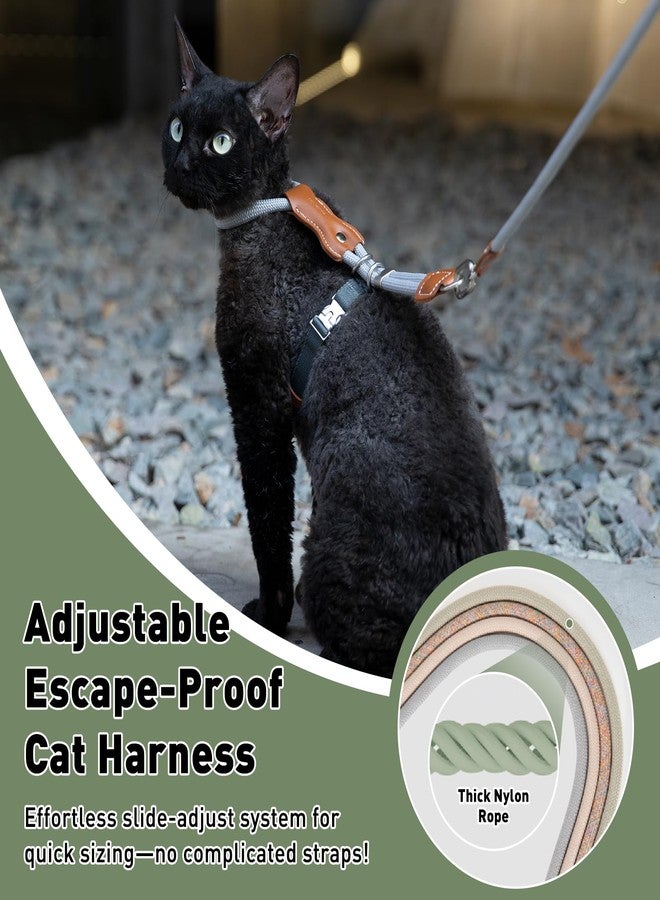 ETIAL Premium Adjustable Escape-Proof Cat Harness & Leash Set with Leather Sliding Back, 4.3ft Nylon Rope, Cross-Strap, Heavy-Duty Buckles for Secure Walking (Hibiscus Purple, Back Length 3.5”-4.7”) - Image 3