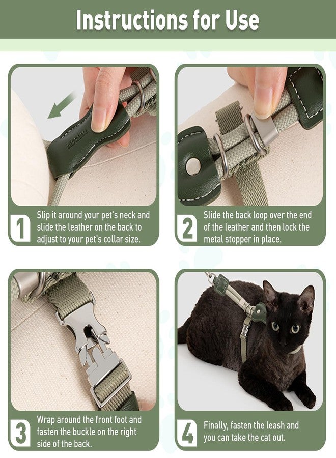 ETIAL Premium Adjustable Escape-Proof Cat Harness & Leash Set with Leather Sliding Back, 4.3ft Nylon Rope, Cross-Strap, Heavy-Duty Buckles for Secure Walking (Hibiscus Purple, Back Length 3.5”-4.7”) - Image 5