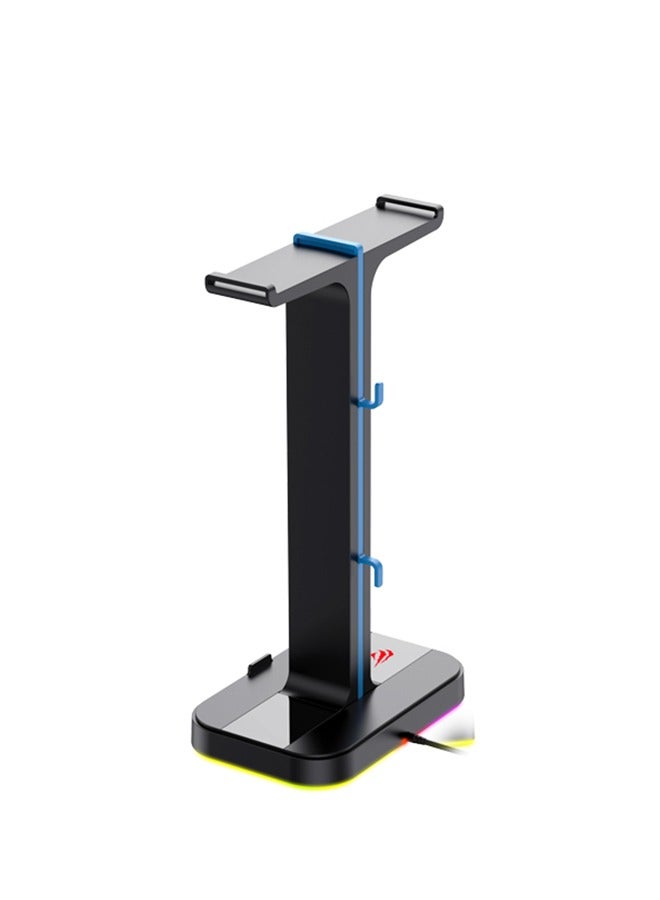 havit Headphone Holder with 2 USB 2.0 Ports, 7 Cold Light Color Switches, Equipped with Hooks to Organize Cable Lines, Suitable for All Kinds of Headset  - Image 1