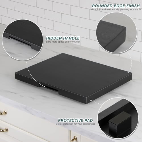 ANBOXIT Appliance Slider, Wooden Sliding Tray for Coffee Maker, Coffee Pot Slider for Counter, Kitchen Caddy Rolling Tray (Classic Black- Wide) - Image 4