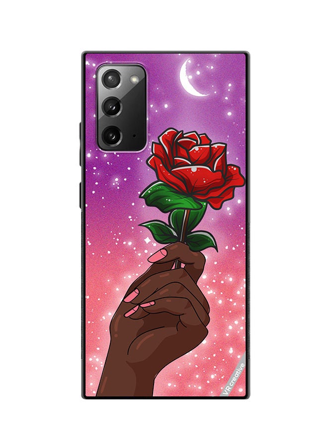 VR CREATIVE Protective Case Cover For Samsung Galaxy Note20 5G Rose Presenter Black Hand Design Multicolour - Image 1