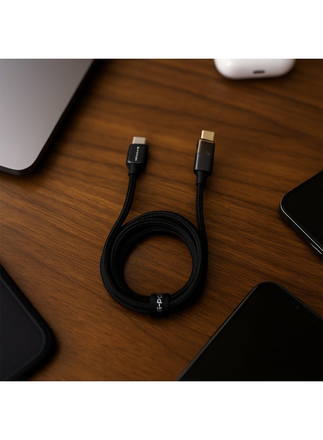 جي باور كابل مضفر من G-Power GP-C51 USB-C إلى USB-C (65 واط)، يدعم أجهزة Apple iPhone 17/16/15 Series، وiPad Pro، وUSB-C MacBook، وSamsung Galaxy، وPixel، والأجهزة اللوحية، بطول 1 متر - أسود - Image 3