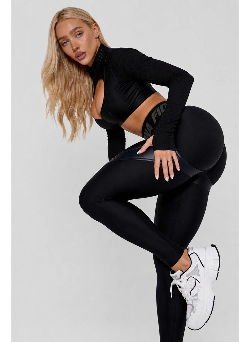 بونا فيدي Extra Push Up ليقنز رياضي نسائي بخصر عالٍ بشدٍّ للبطن LYC Black – أسود - Image 5