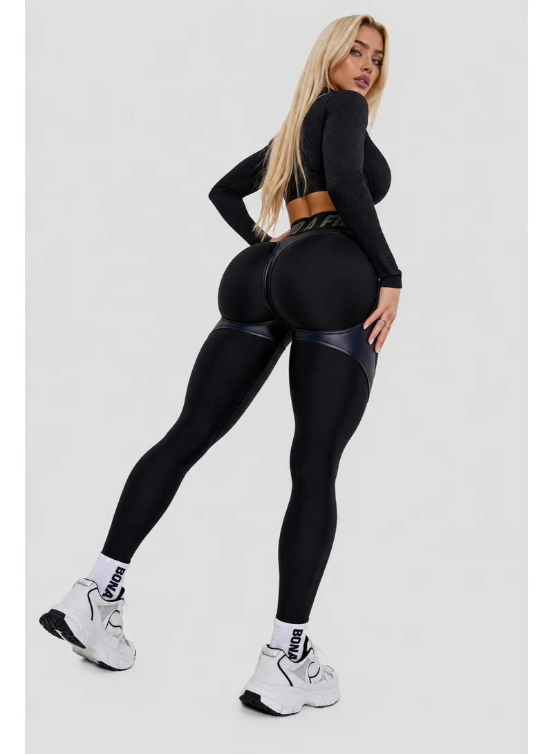 Bona Fide Extra Push Up LYC "Black Skin" Extra Lyc Skin High Waist Tummy Control Gym Leggings for Women for Women | Best Price UAE