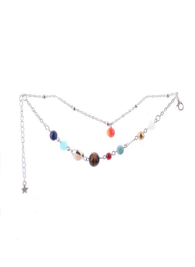 HUNO Summer Galaxy Solar System Universe Eight Planets Guardian Star Beads Foot Chain Barefoot Anklets Ankle Bracelet Jewelry-Silver Bead - Image 1