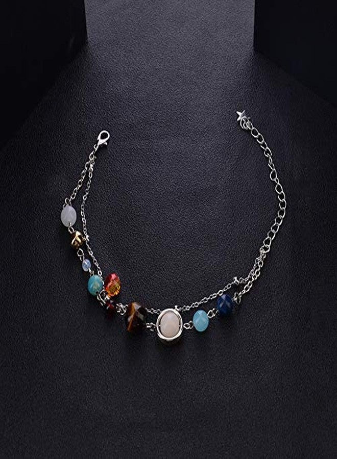 HUNO Summer Galaxy Solar System Universe Eight Planets Guardian Star Beads Foot Chain Barefoot Anklets Ankle Bracelet Jewelry-Silver Bead - Image 3