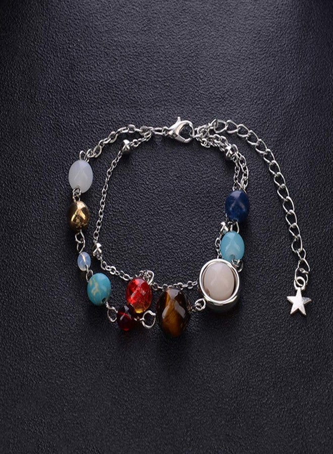 HUNO Summer Galaxy Solar System Universe Eight Planets Guardian Star Beads Foot Chain Barefoot Anklets Ankle Bracelet Jewelry-Silver Bead - Image 4