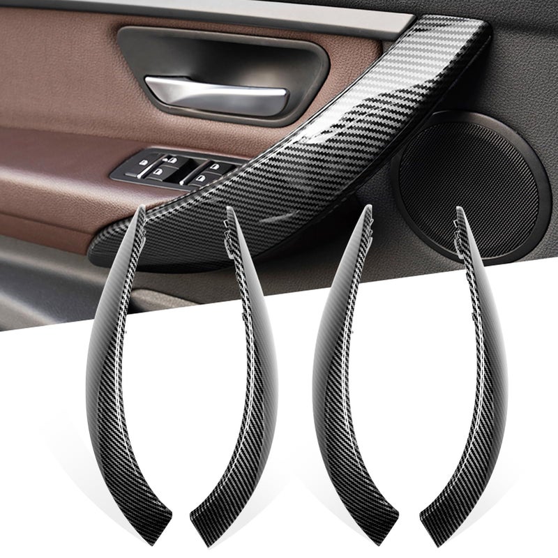 Jaronx Compatible with BMW Door Handle Outer Cover Replacement 4PCS for 3 Series F30F31 20132018 and 4 Series F36 20142017 Left Right Side Door Handle Trim Cover Carbon Fiber Pattern - Image 2