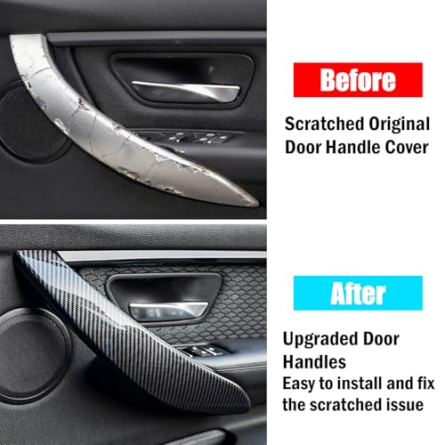 Jaronx Compatible with BMW Door Handle Outer Cover Replacement 4PCS for 3 Series F30F31 20132018 and 4 Series F36 20142017 Left Right Side Door Handle Trim Cover Carbon Fiber Pattern - Image 3