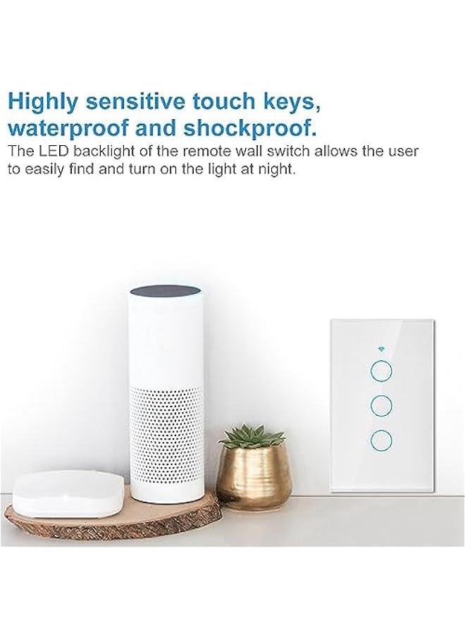 Generic - Switch, Remote Switch with Highly Sensitive Touch Keys, Suitable for Google, SIRI Voice Control, 3 Way AC(White) - Image 1
