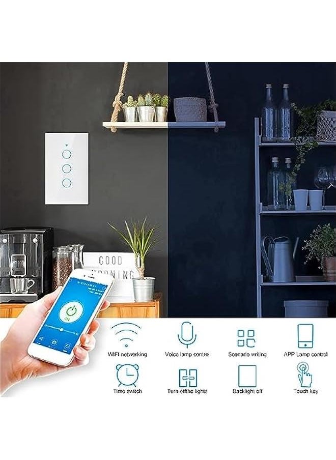 Generic - Switch, Remote Switch with Highly Sensitive Touch Keys, Suitable for Google, SIRI Voice Control, 3 Way AC(White) - Image 1