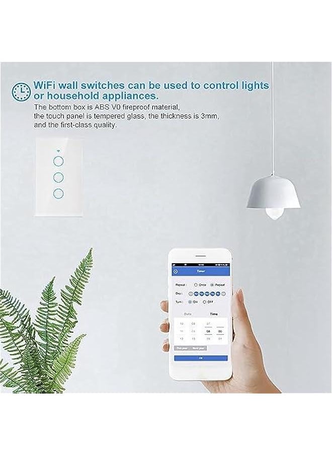 Generic - Switch, Remote Switch with Highly Sensitive Touch Keys, Suitable for Google, SIRI Voice Control, 3 Way AC(White) - Image 1