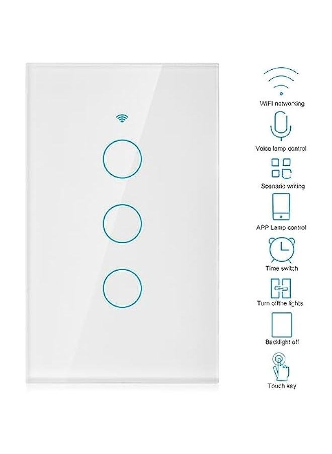 Generic - Switch, Remote Switch with Highly Sensitive Touch Keys, Suitable for Google, SIRI Voice Control, 3 Way AC(White) - Image 1
