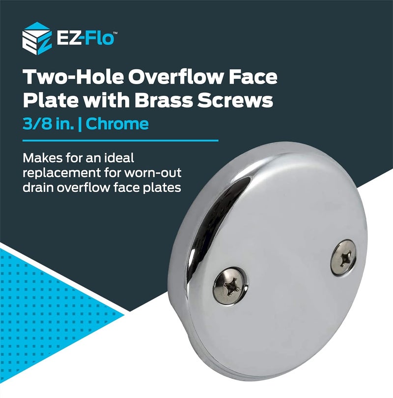 EZFLO 2-Hole Bathtub Overflow Face Plate with Screws, Chrome Finish, 35245 - Image 2