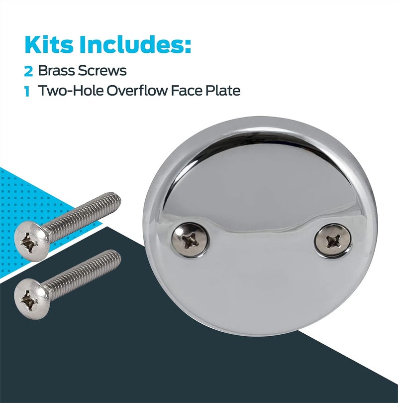 EZFLO 2-Hole Bathtub Overflow Face Plate with Screws, Chrome Finish, 35245 - Image 5