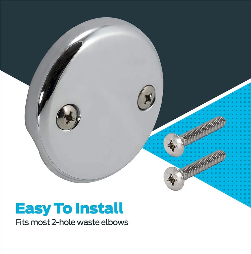 EZFLO 2-Hole Bathtub Overflow Face Plate with Screws, Chrome Finish, 35245 - Image 3