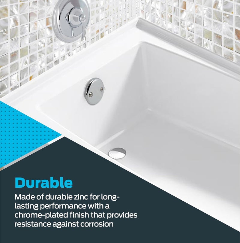 EZFLO 2-Hole Bathtub Overflow Face Plate with Screws, Chrome Finish, 35245 - Image 4
