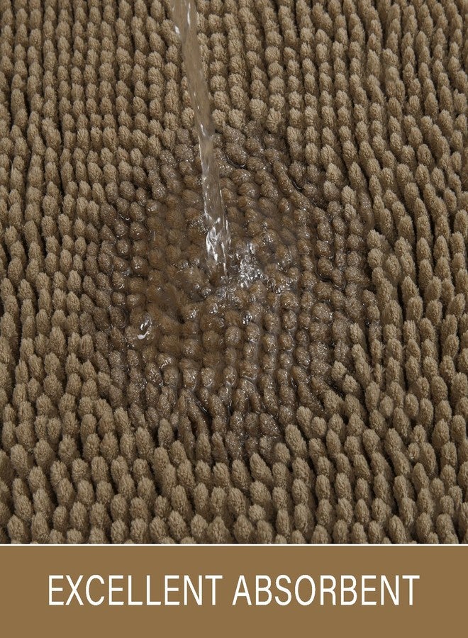 LOCHAS Luxury Bathroom Rug Shaggy Bath Mat 24 x 60 Inch, Washable Non Slip Bath Rugs for Bathroom Shower, Soft Plush Chenille Absorbent Carpets Mats, Tan - Image 5