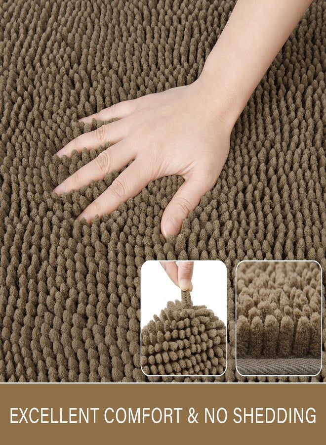 LOCHAS Luxury Bathroom Rug Shaggy Bath Mat 24 x 60 Inch, Washable Non Slip Bath Rugs for Bathroom Shower, Soft Plush Chenille Absorbent Carpets Mats, Tan - Image 4
