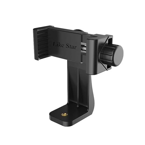Like Star 360° Degree Mobile Phone Holder with Universal 1/4 Screw Adjustable Clamp Mobile Tripod Mount Adapter Compatible with Smartphones & TripodsnSelfie Stick (Black) - Image 1