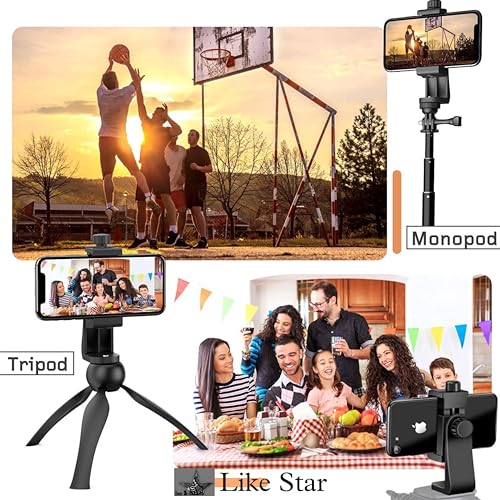 Like Star 360° Degree Mobile Phone Holder with Universal 1/4 Screw Adjustable Clamp Mobile Tripod Mount Adapter Compatible with Smartphones & TripodsnSelfie Stick (Black) - Image 4