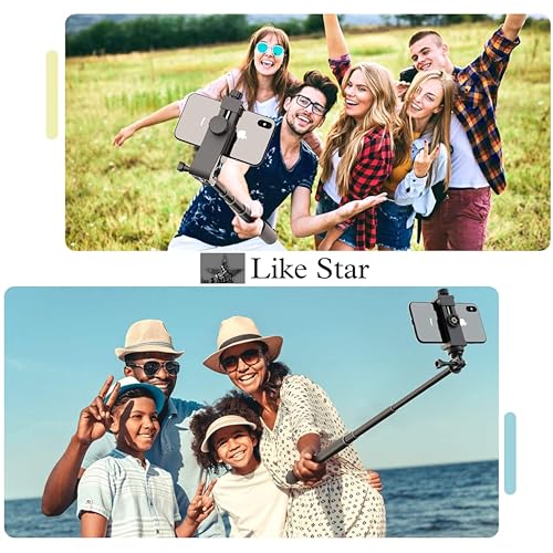 Like Star 360° Degree Mobile Phone Holder with Universal 1/4 Screw Adjustable Clamp Mobile Tripod Mount Adapter Compatible with Smartphones & TripodsnSelfie Stick (Black) - Image 3