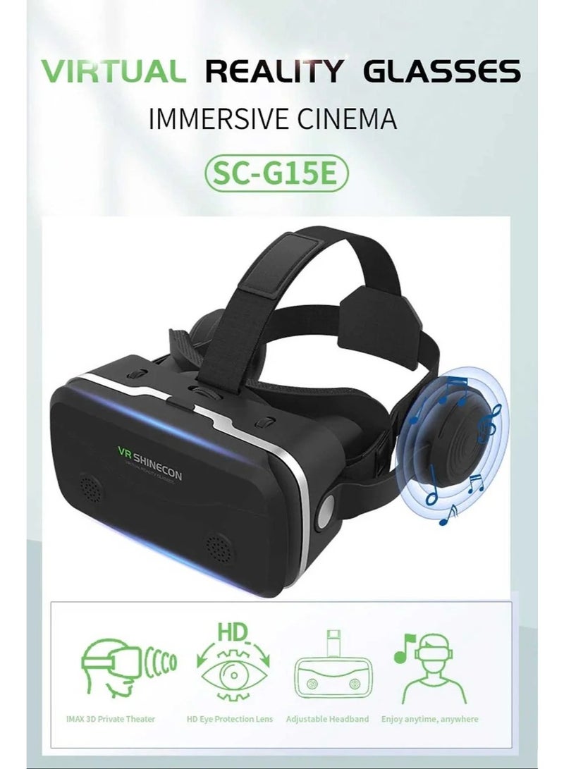 Shinecon Virtual Reality Glasses View 3D Film With Stereo Headset For Mobile Phones From 4.7-7 Inches – Black - Image 3