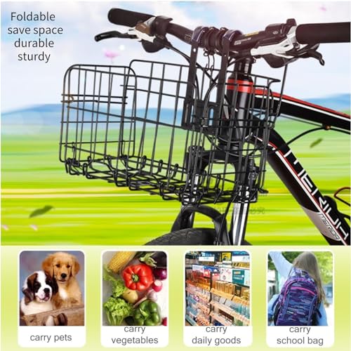 Hamiledyi Folding Bike Basket,Lift-Off Front Bike Basket with Handles Easy Installation Rear Cargo Rack - Rust Proof Bicycle Bag for Mountain Bike Accessories - Image 3