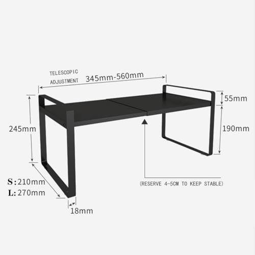 iDream Expandable Cabinet Shelf Organizer 16-26" L Adjustable Stackable Kitchen Counter Storage Rack Sink Riser Metal Shelf with 10kg Capacity, Matte Black - Image 2