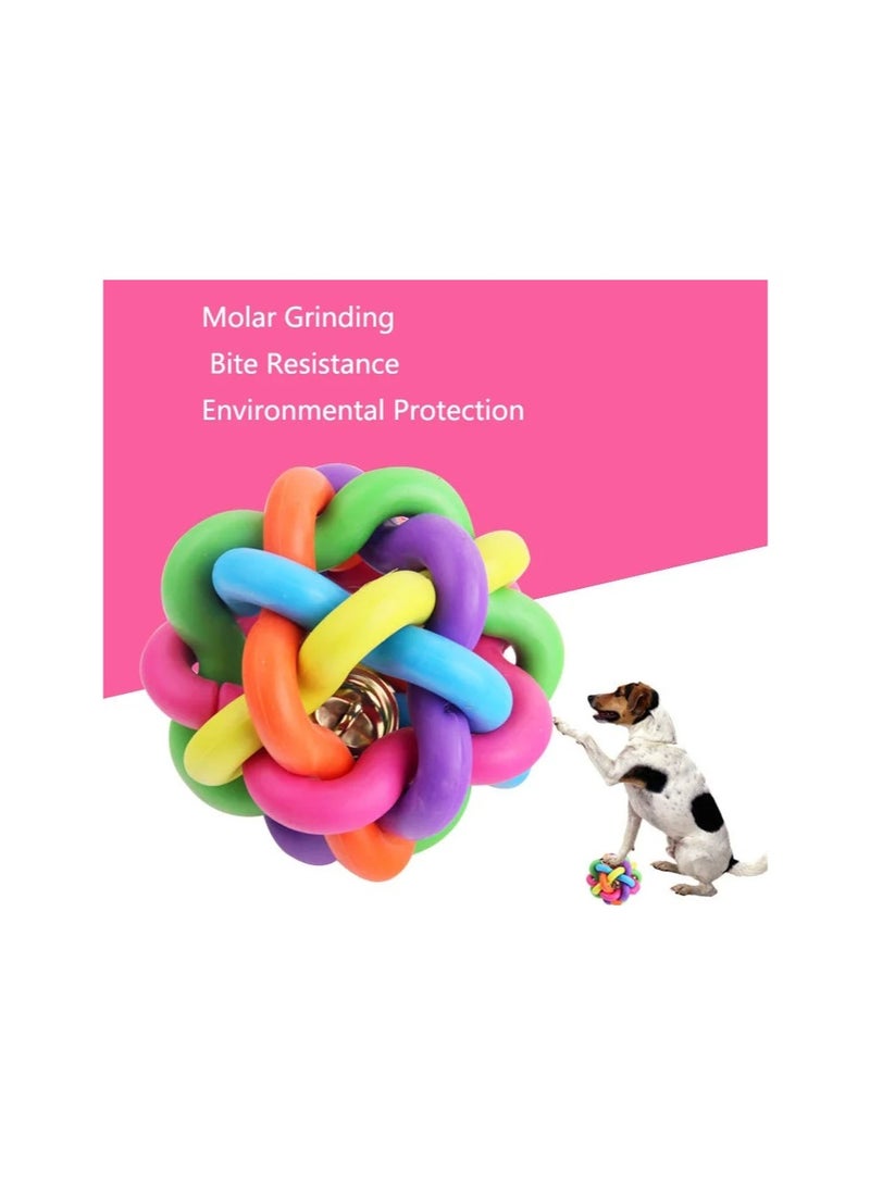 3 قطع ألعاب مضغ كلاب ملونة ناعمة ودائمة، لعبة كلاب صغيرة، ألعاب صرير، لعبة حيوانات أليفة، كرة جرس ملونة، ألعاب تدريب صوتية، كرة كلاب صوتية، كرة قوس قزح، جرس ملون للحيوانات الأليفة - Image 5