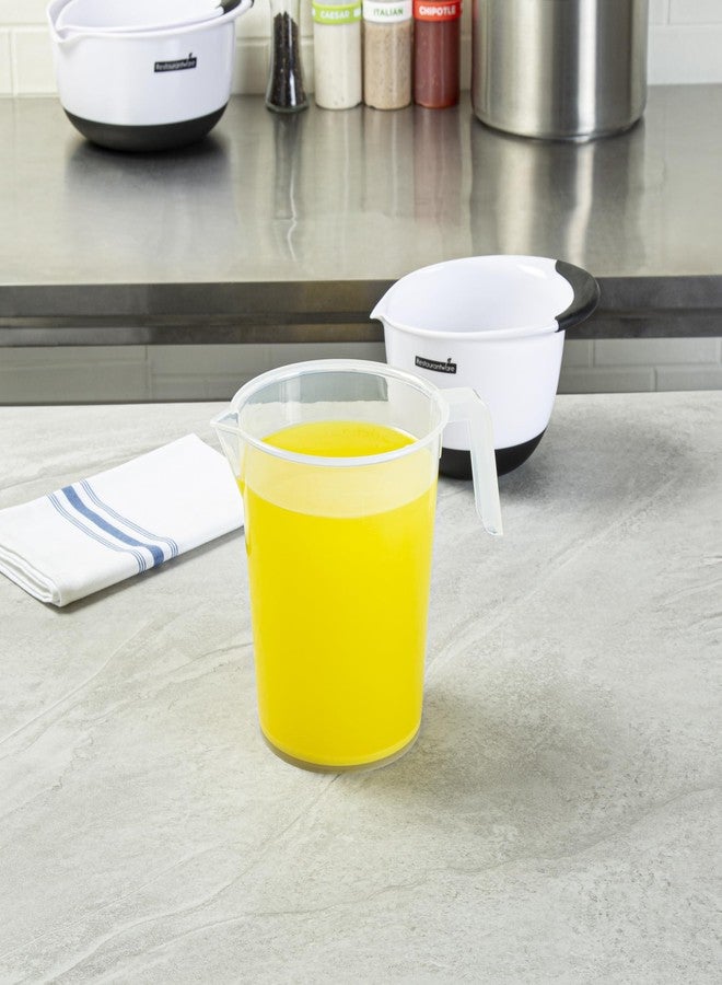 ريستورنت وير كوب قياس للمطاعم، عبوة من كوب واحد بسعة 2 كوارت، ذو فوهة مخروطية، مزود بتدريجات مل وأونصة بارزة، مصنوع من البلاستيك الشفاف، مزود بمقبض، مناسب للطبخ والخبز، لقياس الزيت والدقيق. - Image 3