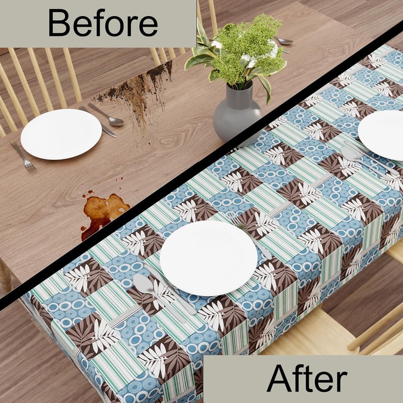 Wings Star Floral Print Exclusive Table Cover|PVC 6 Seater Table Cover|Table Sheet for Dining, Party, Events|Waterproof Protector|Indoor and Outdoor Use 54x78 Blue::Green - Image 3