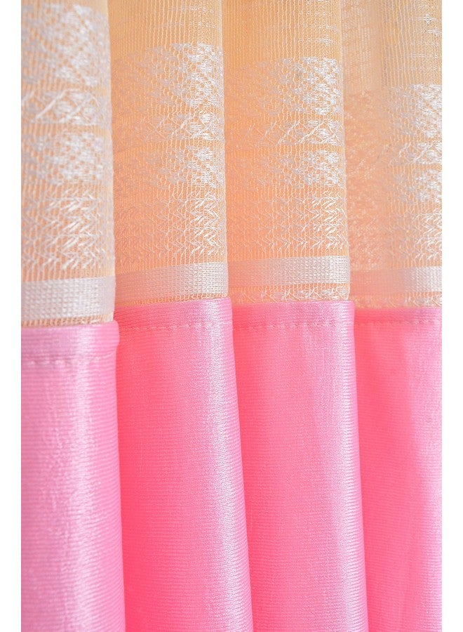 LaVichitra 2 Piece Premium Door Curtain with Floral Net - 7ft, Pink - Image 3