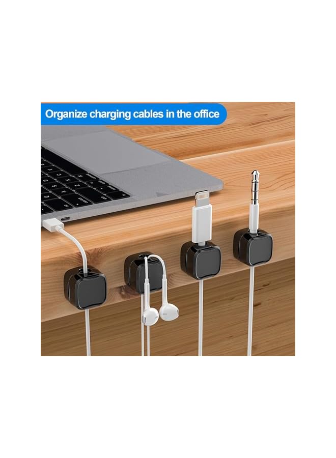 promass 6 Pack Magnetic Cord Organizer, Easy Secure Adhesive Desk Cable Clips Management, Hide or Organize Phone USB Charger Cable, for Home, Office, Car, Desk, Nightstand (Black) - Image 5