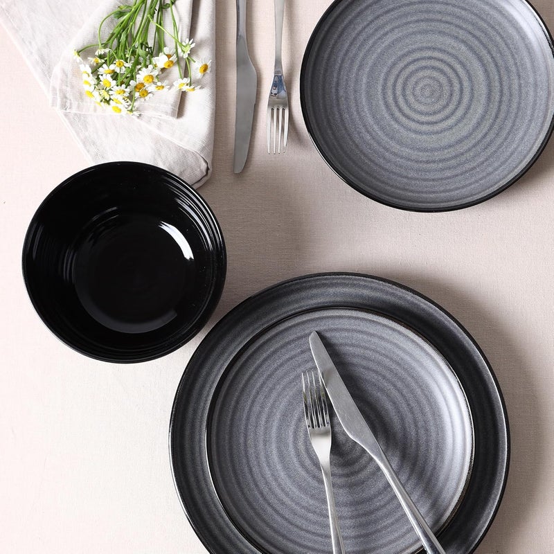 Stone Lain Dua 4Piece Dinner Plate Set Stoneware Black - Image 4